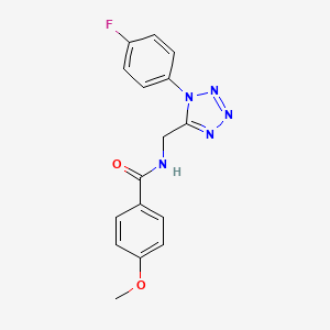 molecular formula C16H14FN5O2 B11257307 N-((1-(4-fluorophenyl)-1H-tetrazol-5-yl)methyl)-4-methoxybenzamide 