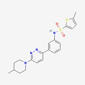 molecular formula C21H24N4O2S2 B11257324 5-methyl-N-{3-[6-(4-methylpiperidin-1-yl)pyridazin-3-yl]phenyl}thiophene-2-sulfonamide 