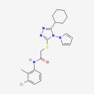 molecular formula C21H24ClN5OS B11257338 N-(3-chloro-2-methylphenyl)-2-{[5-cyclohexyl-4-(1H-pyrrol-1-yl)-4H-1,2,4-triazol-3-yl]sulfanyl}acetamide 