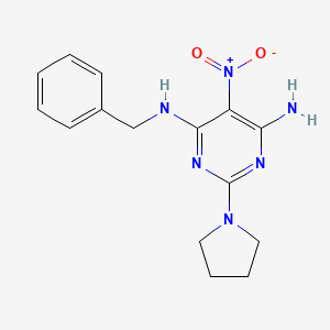 N-benzyl-5-nitro-2-(pyrrolidin-1-yl)pyrimidine-4,6-diamine