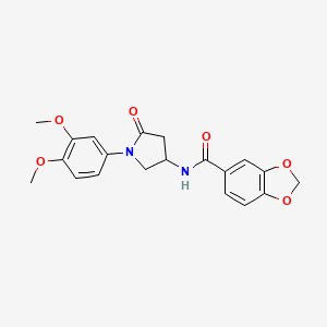 N-(1-(3,4-dimethoxyphenyl)-5-oxopyrrolidin-3-yl)benzo[d][1,3]dioxole-5-carboxamide