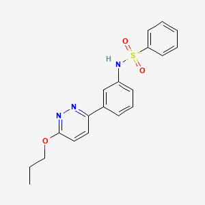 molecular formula C19H19N3O3S B11257477 N-[3-(6-propoxypyridazin-3-yl)phenyl]benzenesulfonamide 