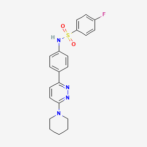 molecular formula C21H21FN4O2S B11257482 4-fluoro-N-(4-(6-(piperidin-1-yl)pyridazin-3-yl)phenyl)benzenesulfonamide 