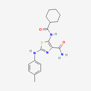 molecular formula C18H22N4O2S B11257514 5-[(Cyclohexylcarbonyl)amino]-2-[(4-methylphenyl)amino]-1,3-thiazole-4-carboxamide 