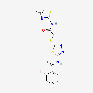 2-Fluoro-N-[5-({[(4-methyl-1,3-thiazol-2-YL)carbamoyl]methyl}sulfanyl)-1,3,4-thiadiazol-2-YL]benzamide