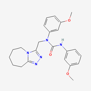 molecular formula C23H27N5O3 B11257539 1,3-bis(3-methoxyphenyl)-1-(6,7,8,9-tetrahydro-5H-[1,2,4]triazolo[4,3-a]azepin-3-ylmethyl)urea 