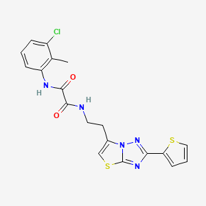 molecular formula C19H16ClN5O2S2 B11257562 N1-(3-chloro-2-methylphenyl)-N2-(2-(2-(thiophen-2-yl)thiazolo[3,2-b][1,2,4]triazol-6-yl)ethyl)oxalamide 