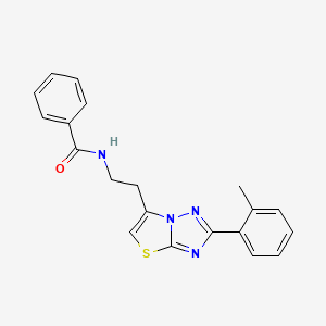 molecular formula C20H18N4OS B11257589 N-(2-(2-(o-tolyl)thiazolo[3,2-b][1,2,4]triazol-6-yl)ethyl)benzamide 