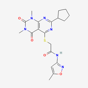 2-((2-cyclopentyl-6,8-dimethyl-5,7-dioxo-5,6,7,8-tetrahydropyrimido[4,5-d]pyrimidin-4-yl)thio)-N-(5-methylisoxazol-3-yl)acetamide