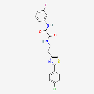 molecular formula C19H15ClFN3O2S B11257689 N1-(2-(2-(4-chlorophenyl)thiazol-4-yl)ethyl)-N2-(3-fluorophenyl)oxalamide 