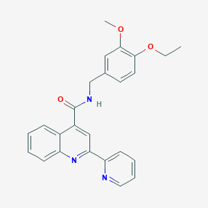 molecular formula C25H23N3O3 B11257707 N-[(4-Ethoxy-3-methoxyphenyl)methyl]-2-(pyridin-2-YL)quinoline-4-carboxamide 