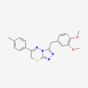 molecular formula C20H20N4O2S B11257721 3-[(3,4-dimethoxyphenyl)methyl]-6-(4-methylphenyl)-7H-[1,2,4]triazolo[3,4-b][1,3,4]thiadiazine 