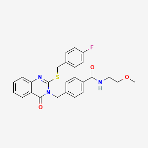 4-((2-((4-fluorobenzyl)thio)-4-oxoquinazolin-3(4H)-yl)methyl)-N-(2-methoxyethyl)benzamide