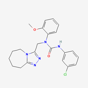 molecular formula C22H24ClN5O2 B11257783 3-(3-chlorophenyl)-1-(2-methoxyphenyl)-1-(6,7,8,9-tetrahydro-5H-[1,2,4]triazolo[4,3-a]azepin-3-ylmethyl)urea 