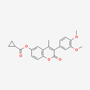 molecular formula C22H20O6 B11257825 3-(3,4-dimethoxyphenyl)-4-methyl-2-oxo-2H-chromen-6-yl cyclopropanecarboxylate 