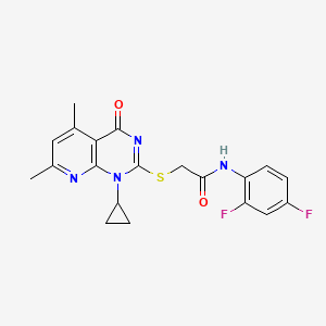 2-[(1-cyclopropyl-5,7-dimethyl-4-oxo-1,4-dihydropyrido[2,3-d]pyrimidin-2-yl)sulfanyl]-N-(2,4-difluorophenyl)acetamide