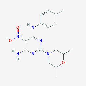 2-(2,6-dimethylmorpholin-4-yl)-N-(4-methylphenyl)-5-nitropyrimidine-4,6-diamine