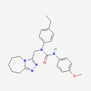 molecular formula C24H29N5O2 B11257902 1-(4-ethylphenyl)-3-(4-methoxyphenyl)-1-(6,7,8,9-tetrahydro-5H-[1,2,4]triazolo[4,3-a]azepin-3-ylmethyl)urea 