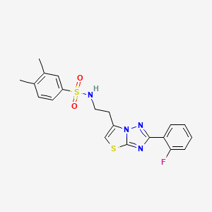 molecular formula C20H19FN4O2S2 B11257910 N-(2-(2-(2-fluorophenyl)thiazolo[3,2-b][1,2,4]triazol-6-yl)ethyl)-3,4-dimethylbenzenesulfonamide 