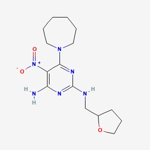 molecular formula C15H24N6O3 B11257924 6-(azepan-1-yl)-5-nitro-N2-[(oxolan-2-yl)methyl]pyrimidine-2,4-diamine 