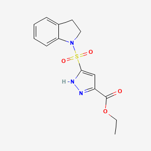 ethyl 3-(2,3-dihydro-1H-indol-1-ylsulfonyl)-1H-pyrazole-5-carboxylate