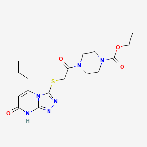 molecular formula C17H24N6O4S B11258018 Ethyl 4-(2-((7-oxo-5-propyl-7,8-dihydro-[1,2,4]triazolo[4,3-a]pyrimidin-3-yl)thio)acetyl)piperazine-1-carboxylate 