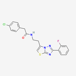 2-(4-chlorophenyl)-N-(2-(2-(2-fluorophenyl)thiazolo[3,2-b][1,2,4]triazol-6-yl)ethyl)acetamide