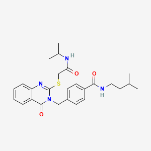 N-(3-methylbutyl)-4-{[4-oxo-2-({[(propan-2-yl)carbamoyl]methyl}sulfanyl)-3,4-dihydroquinazolin-3-yl]methyl}benzamide