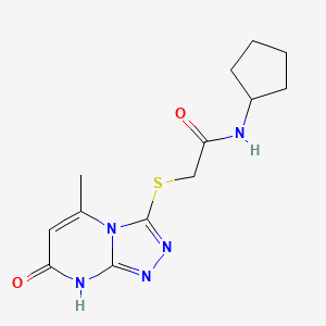 molecular formula C13H17N5O2S B11258057 N-Cyclopentyl-2-({5-methyl-7-oxo-7H,8H-[1,2,4]triazolo[4,3-A]pyrimidin-3-YL}sulfanyl)acetamide 