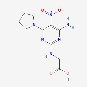 molecular formula C10H14N6O4 B11258115 N-[4-amino-5-nitro-6-(pyrrolidin-1-yl)pyrimidin-2-yl]glycine 