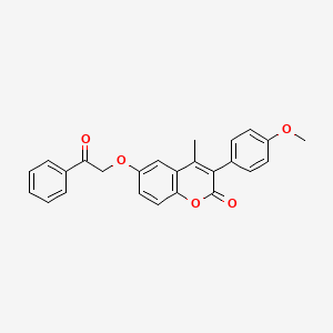 molecular formula C25H20O5 B11258124 3-(4-methoxyphenyl)-4-methyl-6-(2-oxo-2-phenylethoxy)-2H-chromen-2-one 