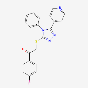 molecular formula C21H15FN4OS B11258134 1-(4-fluorophenyl)-2-{[4-phenyl-5-(pyridin-4-yl)-4H-1,2,4-triazol-3-yl]sulfanyl}ethan-1-one 