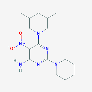 molecular formula C16H26N6O2 B11258141 6-(3,5-Dimethylpiperidin-1-yl)-5-nitro-2-(piperidin-1-yl)pyrimidin-4-amine 