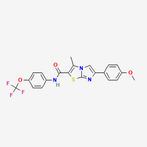 molecular formula C21H16F3N3O3S B11258154 6-(4-methoxyphenyl)-3-methyl-N-(4-(trifluoromethoxy)phenyl)imidazo[2,1-b]thiazole-2-carboxamide 