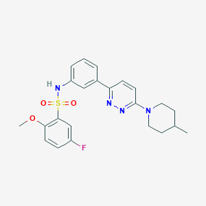 molecular formula C23H25FN4O3S B11258205 5-fluoro-2-methoxy-N-(3-(6-(4-methylpiperidin-1-yl)pyridazin-3-yl)phenyl)benzenesulfonamide 