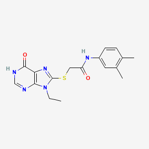 molecular formula C17H19N5O2S B11258232 N-(3,4-dimethylphenyl)-2-[(9-ethyl-6-oxo-6,9-dihydro-1H-purin-8-yl)sulfanyl]acetamide 