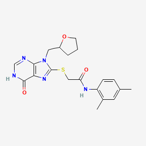 molecular formula C20H23N5O3S B11258237 N-(2,4-dimethylphenyl)-2-{[6-oxo-9-(tetrahydrofuran-2-ylmethyl)-6,9-dihydro-1H-purin-8-yl]sulfanyl}acetamide 