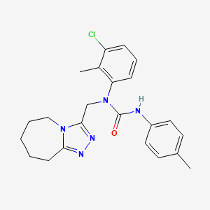 molecular formula C23H26ClN5O B11258271 1-(3-chloro-2-methylphenyl)-3-(4-methylphenyl)-1-(6,7,8,9-tetrahydro-5H-[1,2,4]triazolo[4,3-a]azepin-3-ylmethyl)urea 