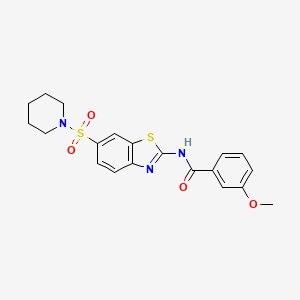 3-methoxy-N-[6-(piperidin-1-ylsulfonyl)-1,3-benzothiazol-2-yl]benzamide