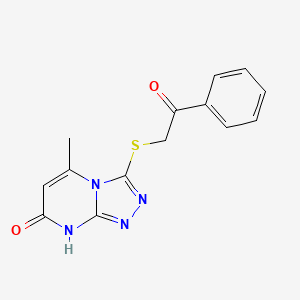 molecular formula C14H12N4O2S B11258301 5-methyl-3-[(2-oxo-2-phenylethyl)sulfanyl][1,2,4]triazolo[4,3-a]pyrimidin-7(8H)-one 