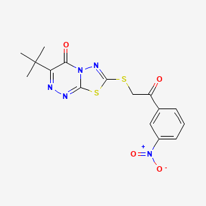 molecular formula C16H15N5O4S2 B11258305 3-tert-butyl-7-{[2-(3-nitrophenyl)-2-oxoethyl]sulfanyl}-4H-[1,3,4]thiadiazolo[2,3-c][1,2,4]triazin-4-one 