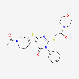 11-acetyl-5-(2-morpholin-4-yl-2-oxoethyl)sulfanyl-4-phenyl-8-thia-4,6,11-triazatricyclo[7.4.0.02,7]trideca-1(9),2(7),5-trien-3-one