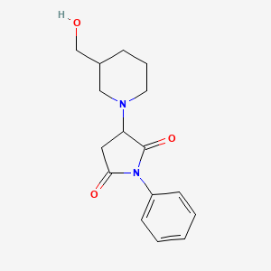 molecular formula C16H20N2O3 B11258361 3-[3-(Hydroxymethyl)piperidin-1-yl]-1-phenylpyrrolidine-2,5-dione 