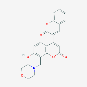 molecular formula C23H19NO6 B11258365 7'-hydroxy-8'-(morpholin-4-ylmethyl)-2H,2'H-3,4'-bichromene-2,2'-dione 