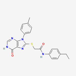 molecular formula C22H21N5O2S B11258399 N-(4-ethylphenyl)-2-{[9-(4-methylphenyl)-6-oxo-6,9-dihydro-1H-purin-8-yl]sulfanyl}acetamide 