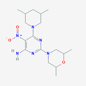 2-(2,6-Dimethylmorpholin-4-yl)-6-(3,5-dimethylpiperidin-1-yl)-5-nitropyrimidin-4-amine