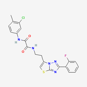 molecular formula C21H17ClFN5O2S B11258426 N1-(3-chloro-4-methylphenyl)-N2-(2-(2-(2-fluorophenyl)thiazolo[3,2-b][1,2,4]triazol-6-yl)ethyl)oxalamide 