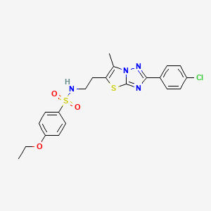 molecular formula C21H21ClN4O3S2 B11258435 N-{2-[2-(4-chlorophenyl)-6-methyl-[1,2,4]triazolo[3,2-b][1,3]thiazol-5-yl]ethyl}-4-ethoxybenzene-1-sulfonamide 