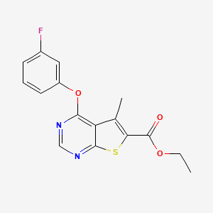 molecular formula C16H13FN2O3S B11258448 Ethyl 4-(3-fluorophenoxy)-5-methylthieno[2,3-d]pyrimidine-6-carboxylate 