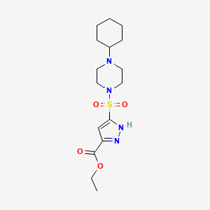 ethyl 3-[(4-cyclohexylpiperazin-1-yl)sulfonyl]-1H-pyrazole-5-carboxylate